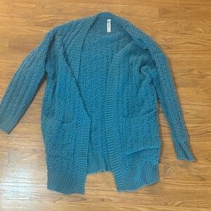 Zenana Outfitters Teal Textured Cardigan